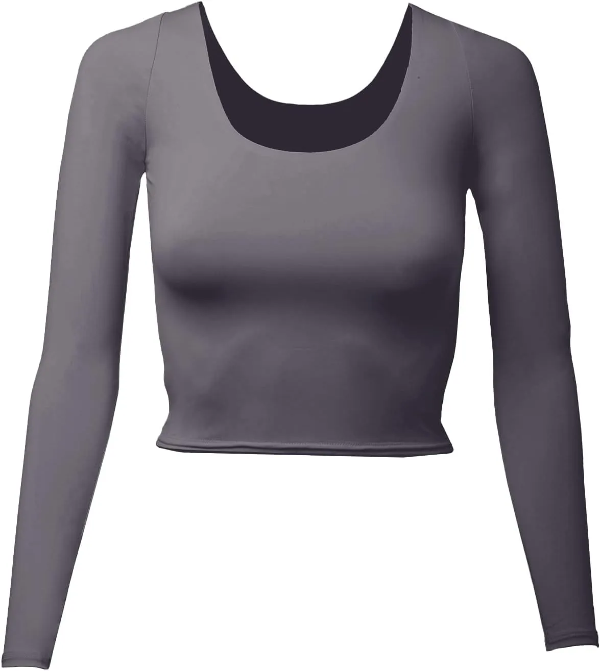 Almere Long Sleeve Top for Women, Contour Double-Lined Seamless Smooth Fabric Sleeved Basic Top w/Low Neck Cut