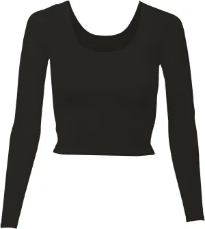 Almere Long Sleeve Top for Women, Contour Double-Lined Seamless Smooth Fabric Sleeved Basic Top w/Low Neck Cut