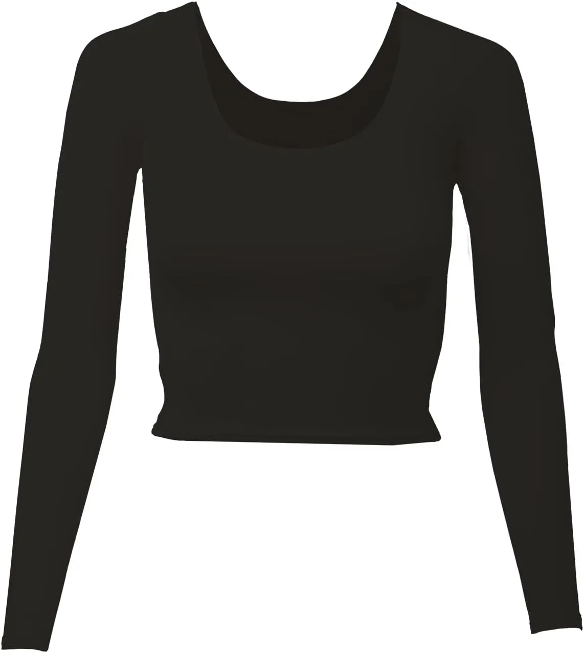Almere Long Sleeve Top for Women, Contour Double-Lined Seamless Smooth Fabric Sleeved Basic Top w/Low Neck Cut