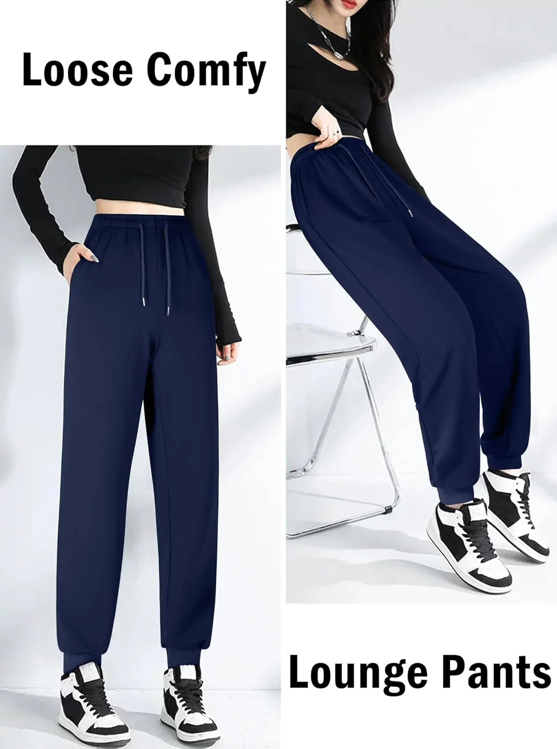 ASIMOON Women's Yoga Pants Soft Comfy Stretch Loose Straight Casual Athletic Pants Running Workout Lounge Pants with Pockets