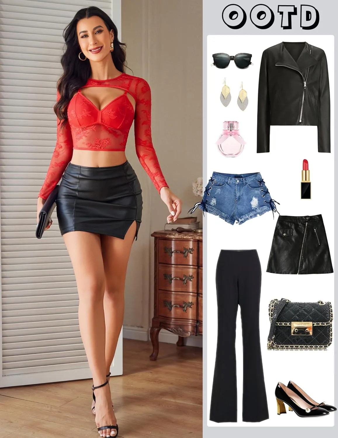 Avidlove Lace Top for Women Long Sleeve Mesh Top 2 Piece Cami Top with Shrug Crew Neck Tops Sheer Blouse See Through Crop Top