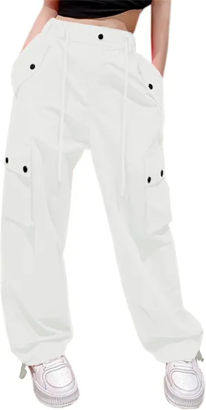 Cromoncent Girls & Womens Baggy Sweatpants Joggers Cargo Pants, 6 Years-Women 2XL