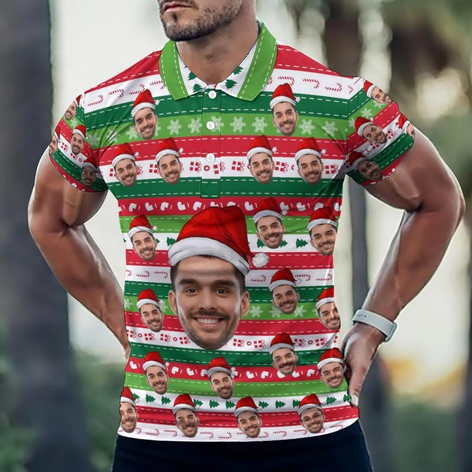 Custom Photo T Shirt for Men Personalized Faces Polo Tshirts Funny Shirt Gift for Husband Dad Boyfriend(Regular/Plus Size)