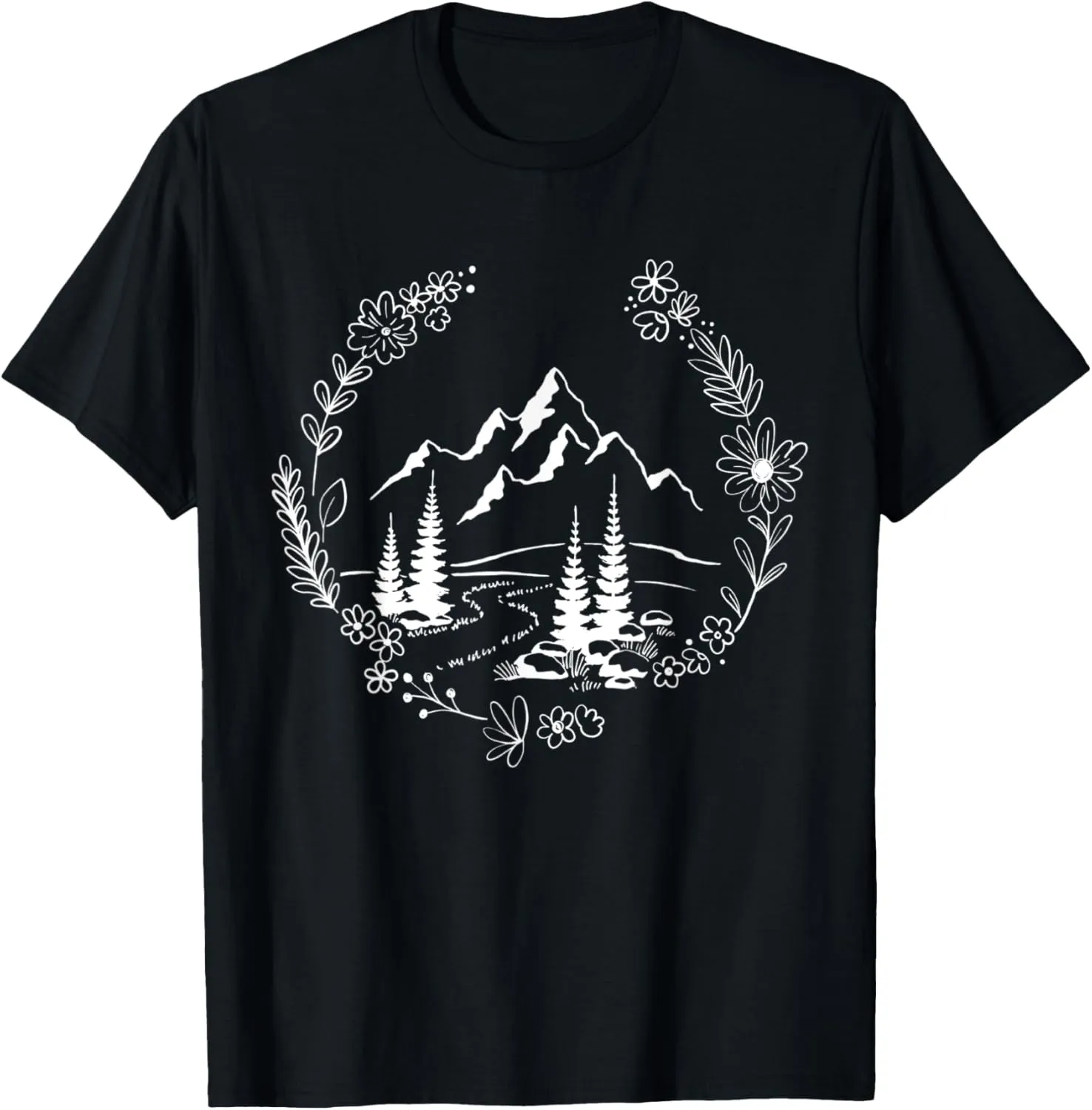 Flower Mountain Landscape Wilderness Forest T-Shirt
