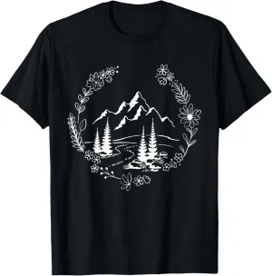 Flower Mountain Landscape Wilderness Forest T-Shirt