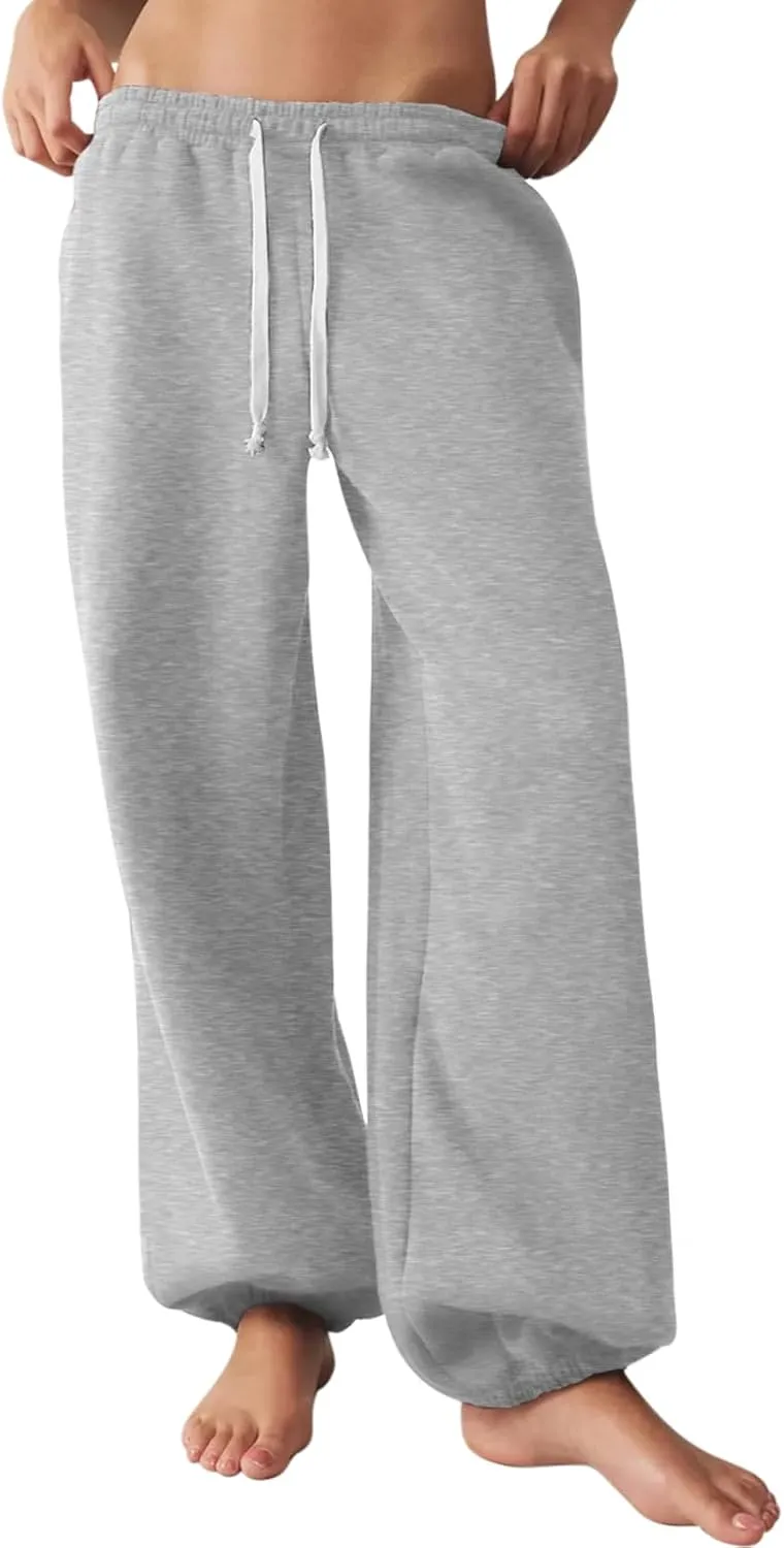 HeSaYep Sweatpants for Women Baggy Drawstring Waisted Cinch Bottom Casual Loose Sweat Pants with Pockets