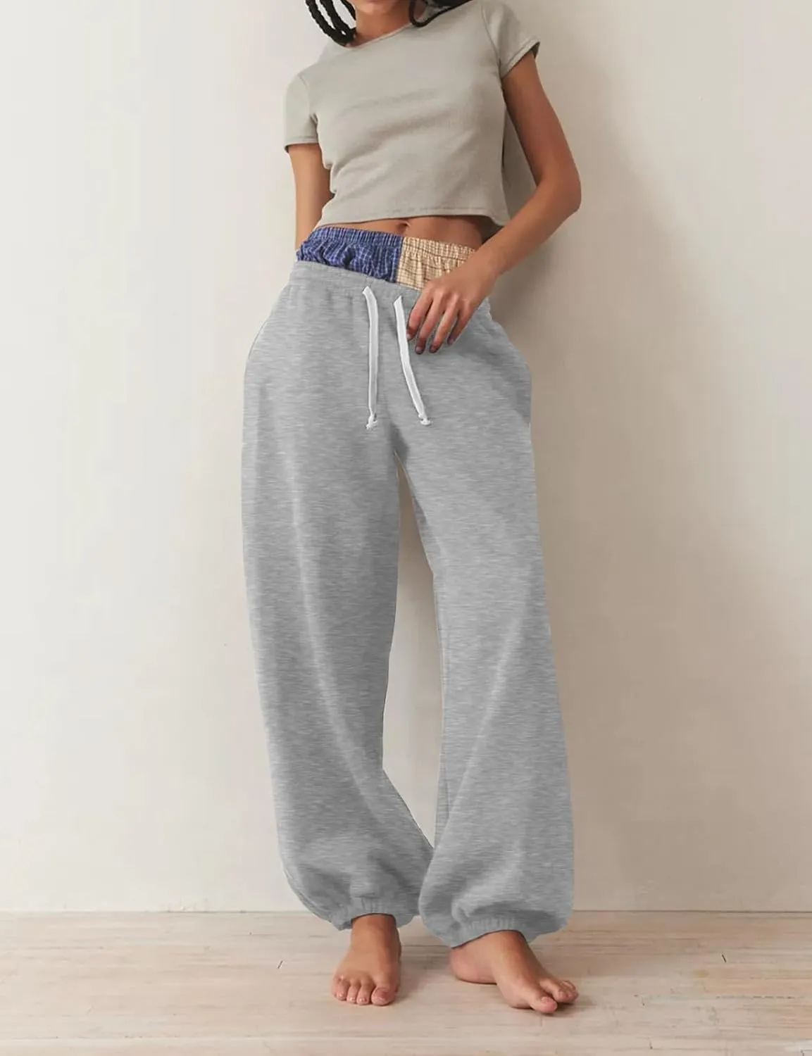 HeSaYep Sweatpants for Women Baggy Drawstring Waisted Cinch Bottom Casual Loose Sweat Pants with Pockets