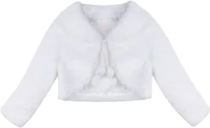 iEFiEL Girls Baptism Flower Dress Wedding Faux Fur Bolero Jacket Shrug