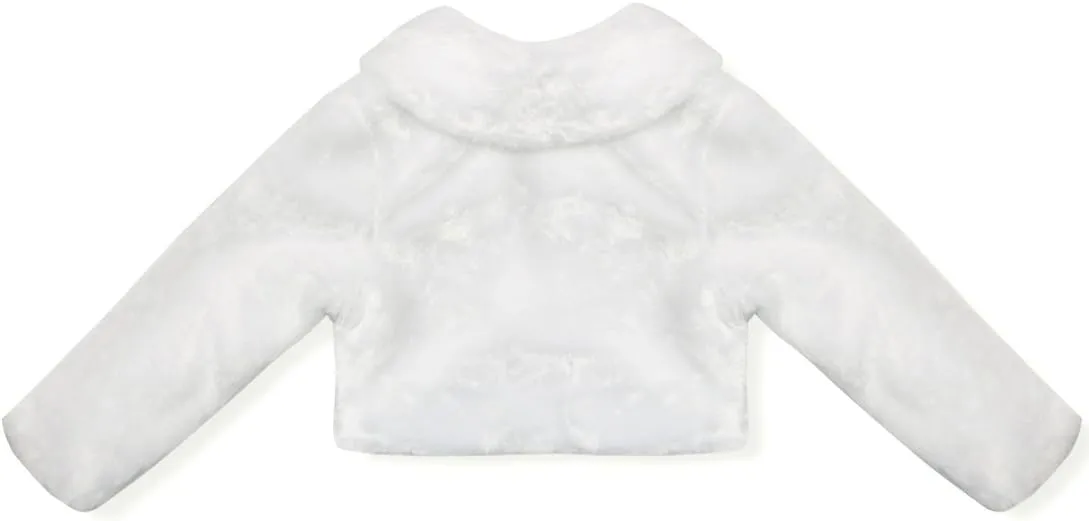 iEFiEL Girls Baptism Flower Dress Wedding Faux Fur Bolero Jacket Shrug