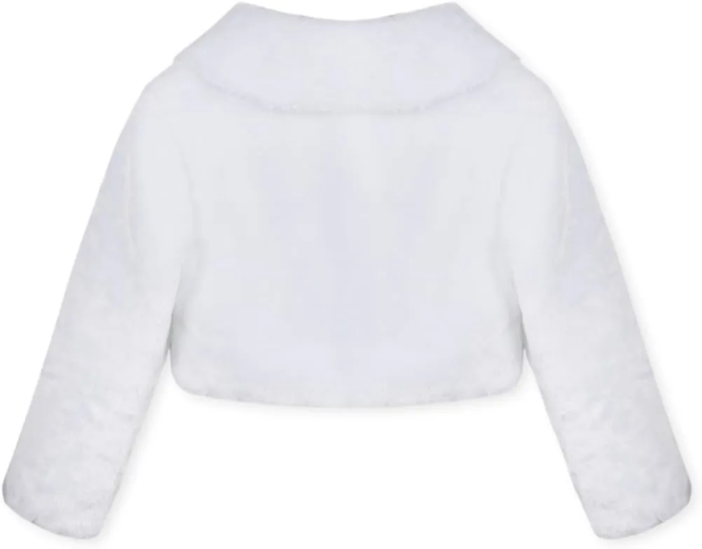 iEFiEL Girls Baptism Flower Dress Wedding Faux Fur Bolero Jacket Shrug