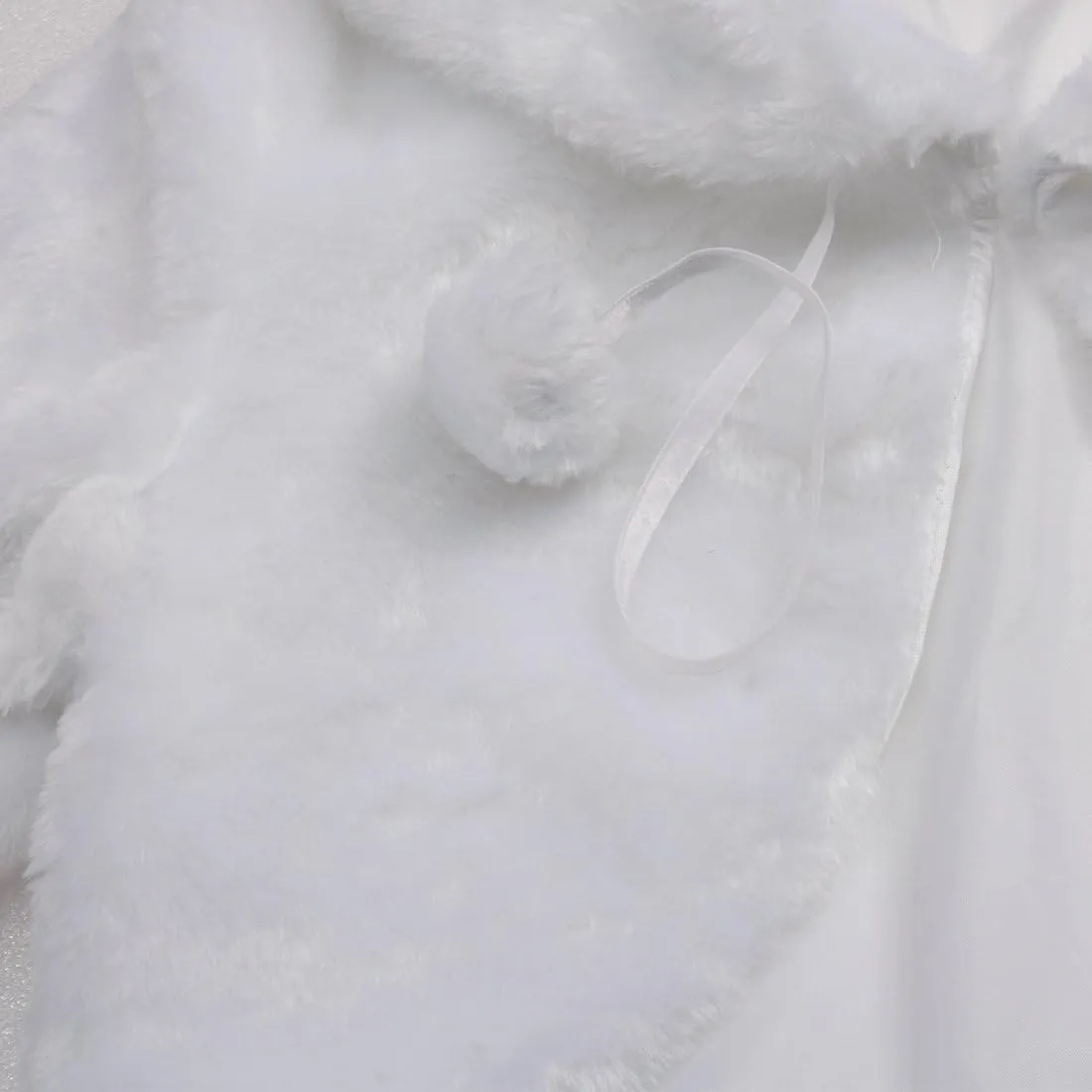 iEFiEL Girls Baptism Flower Dress Wedding Faux Fur Bolero Jacket Shrug
