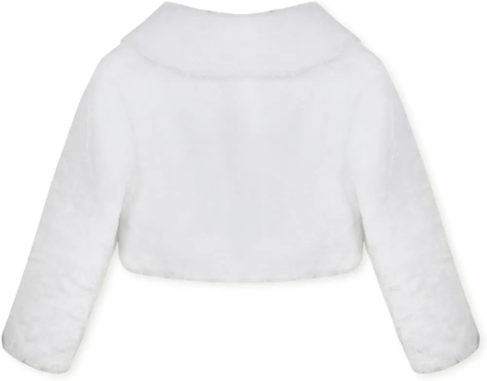 iEFiEL Girls Baptism Flower Dress Wedding Faux Fur Bolero Jacket Shrug