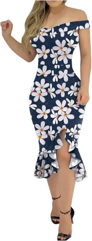 iQKA Women Sexy Cocktail Dress Ruffle Hem Sling Dresses Floral Print V Neck Sleeveless Pencil Dress Vestidos