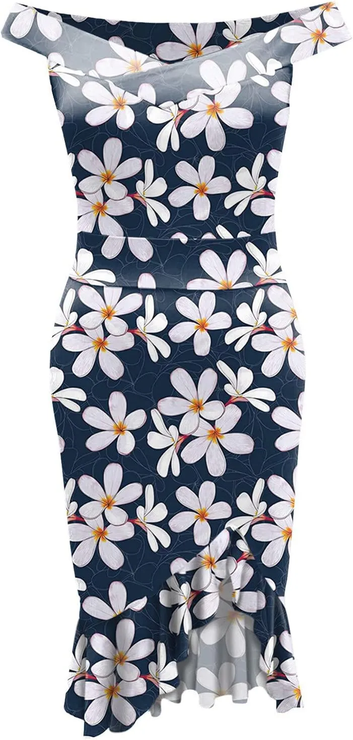 iQKA Women Sexy Cocktail Dress Ruffle Hem Sling Dresses Floral Print V Neck Sleeveless Pencil Dress Vestidos