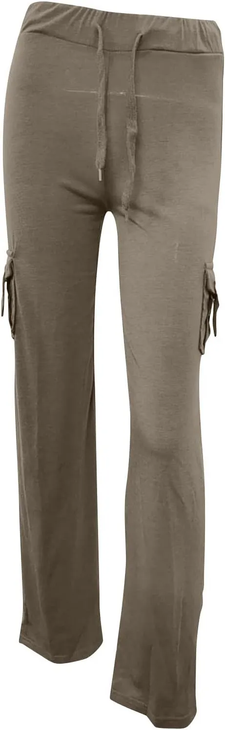 LFEOOST Plus Size Yoga Pants for Women Loose Wide Leg Sweatpants High Waist Stretch Cozy Workout Cargo Pants with 4 Pockets