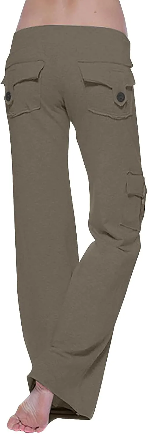 LFEOOST Plus Size Yoga Pants for Women Loose Wide Leg Sweatpants High Waist Stretch Cozy Workout Cargo Pants with 4 Pockets