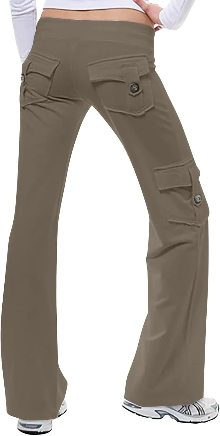 LFEOOST Plus Size Yoga Pants for Women Loose Wide Leg Sweatpants High Waist Stretch Cozy Workout Cargo Pants with 4 Pockets