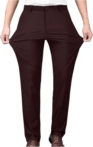 Mens Dress Pants Trendy Solid Color Business Suit Pants Casual Straight Leg Office Pants Lightweight Slim Fit Trousers