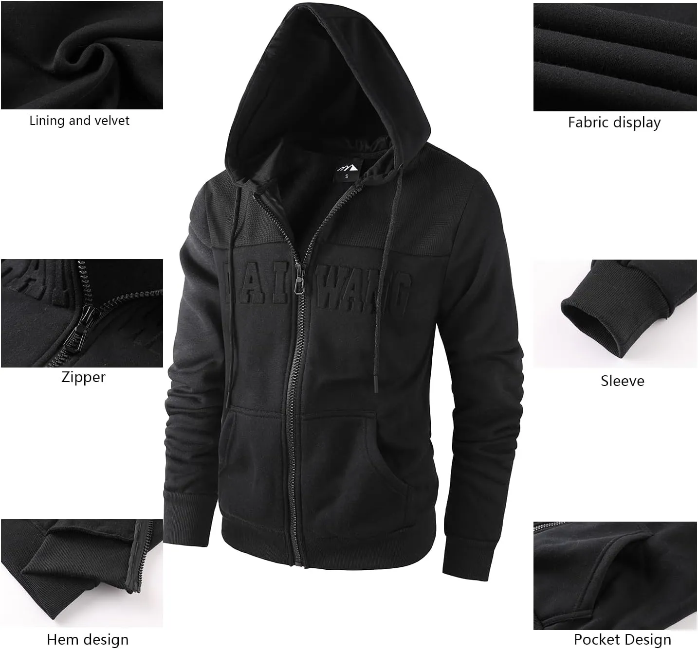 Men's Full Zip Fleece Hoodie Lightweight Athletic Performance Sweatshirt Jacket with Pocket