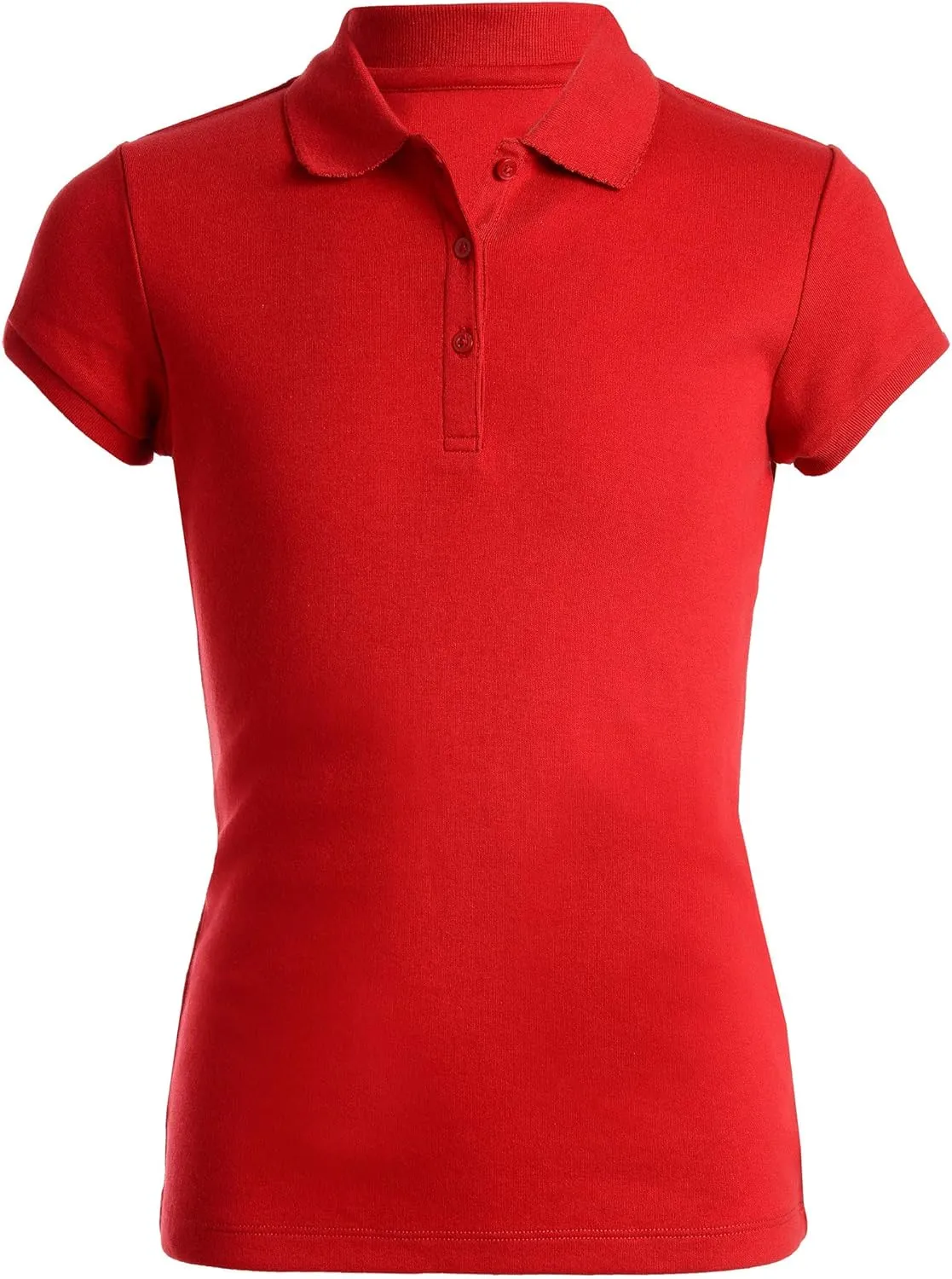 Nautica Girls' School Uniform Short Sleeve Polo Shirt, Button Closure, Soft Pique Fabric