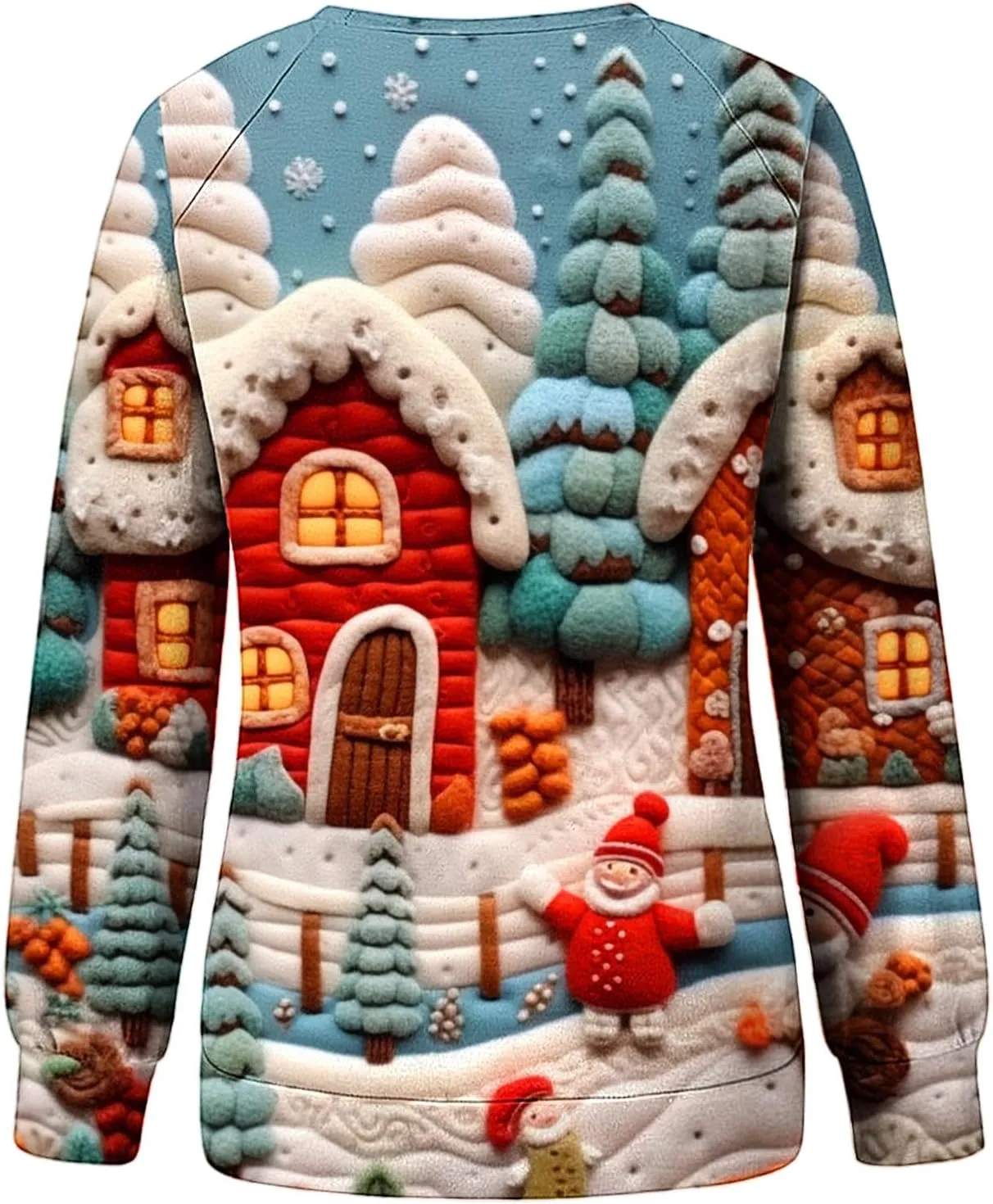 SMIDOW Women Ugly Christmas Sweatshirts 3D Digital Print Novelty Pullover Tops Funny Santa Xmas Tree Graphic Holiday Outfits